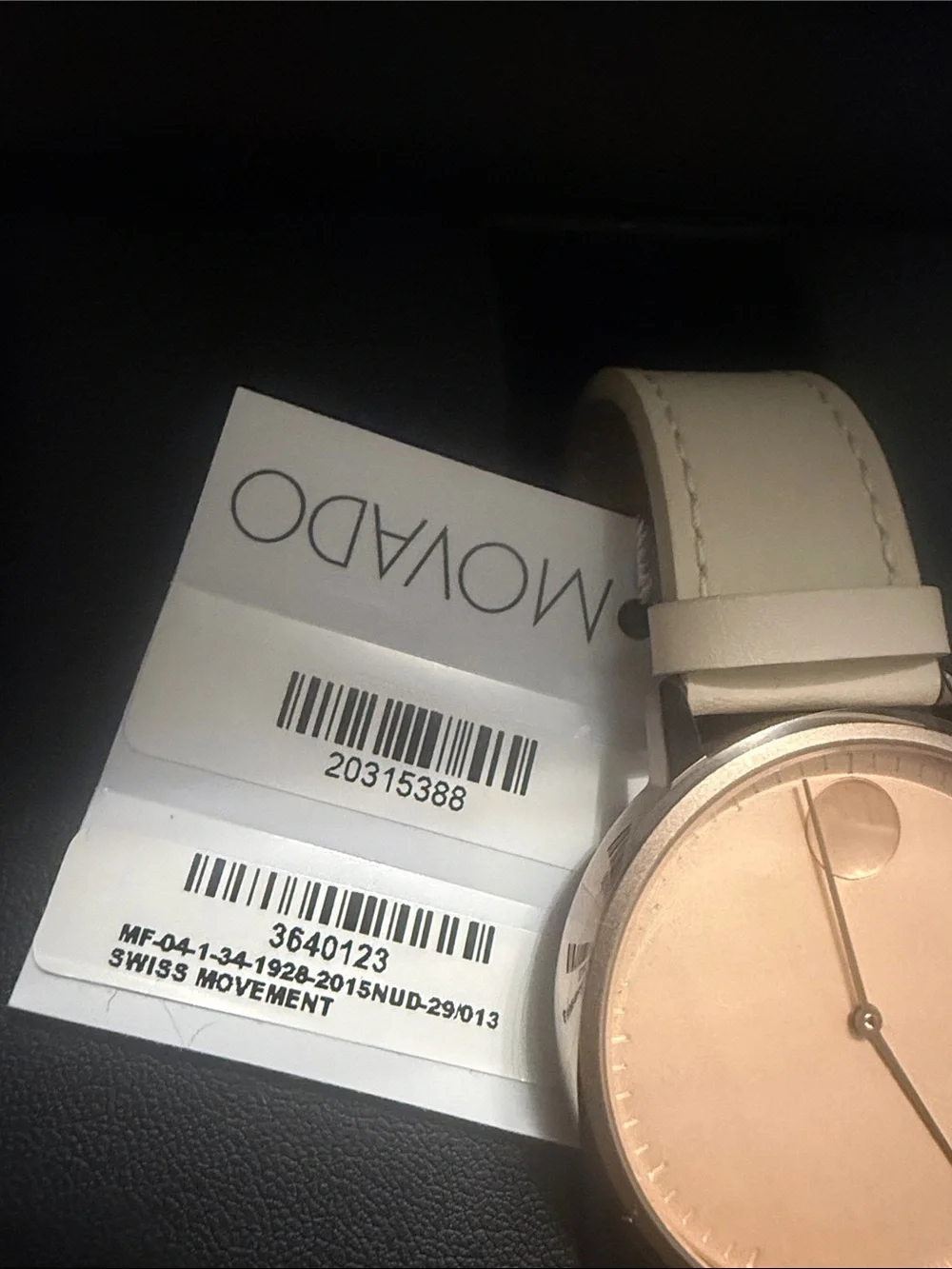 Movado Rose Gold Dial Cream Leather Strap Watch